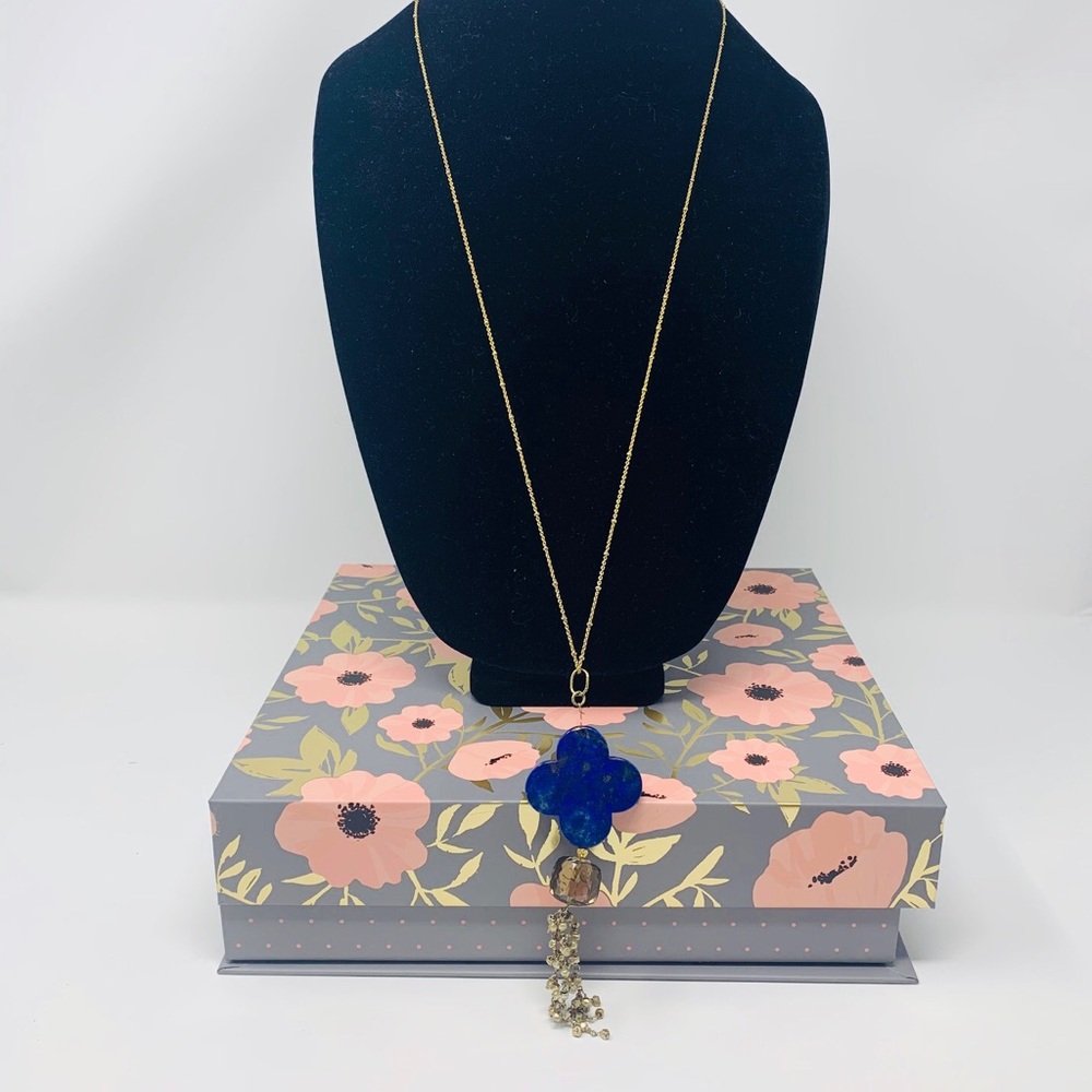 Long quatrefoil tassel necklace